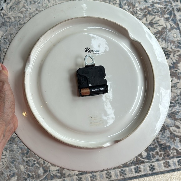 Vintage Rainbow Ceramic Wall Clock Fruit Flowers 13 1/4” diameter - Picture 5 of 8